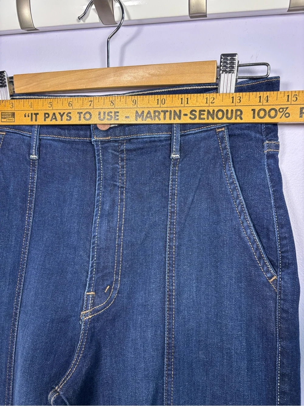MOTHER Dark Indigo Wide-Leg Stretch Cargo Jeans Size 28 - Picture 3 of 10